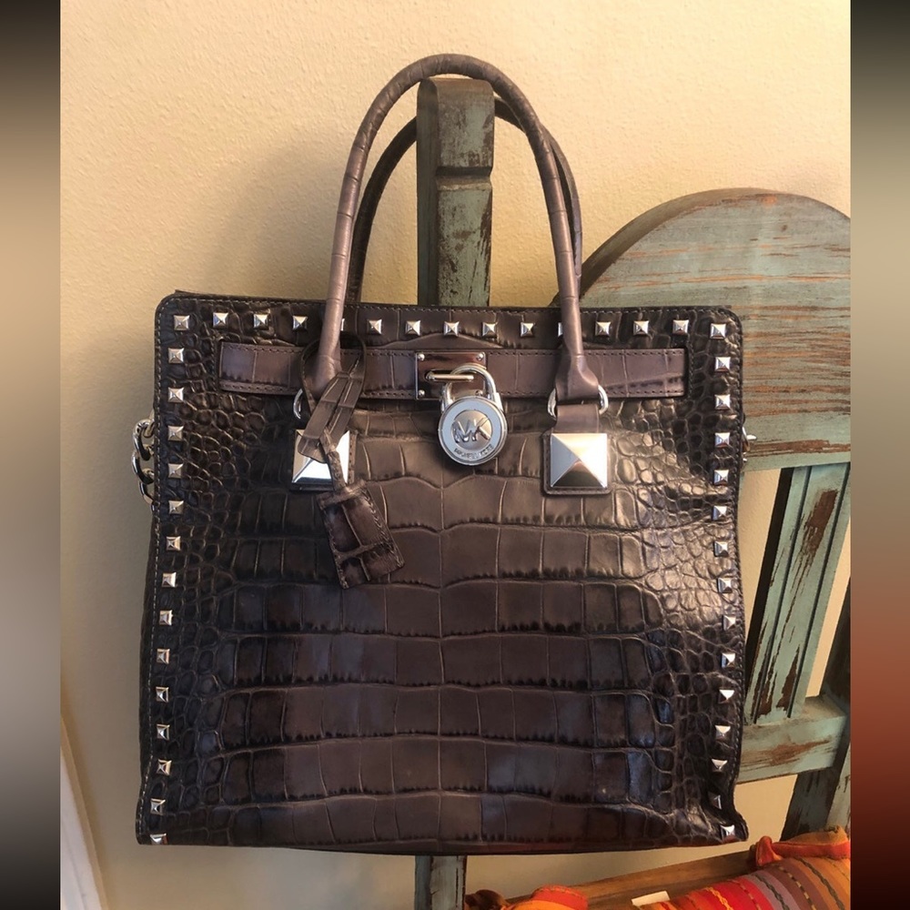 Michael Kors Hamilton Crocodile Studded Handbag